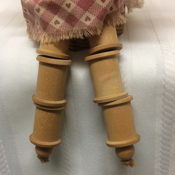 Wooden Folk Art Doll made w/ Wood & Thread Spools - Picture 3 of 7